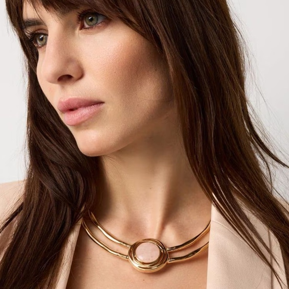 NWT WHBM Rose Quartz Collar Necklace